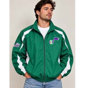 NBA Hardwood Classics New Orleans Jazz Green White Windbreaker Jacket 2XL